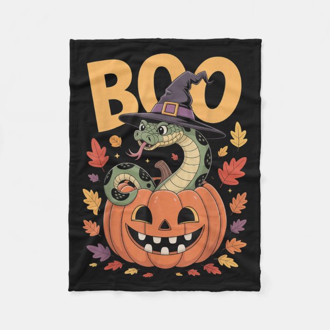 Anaconda Snake Costume On Pumpkin Halloween Anacon Fleece Blanket (Front)