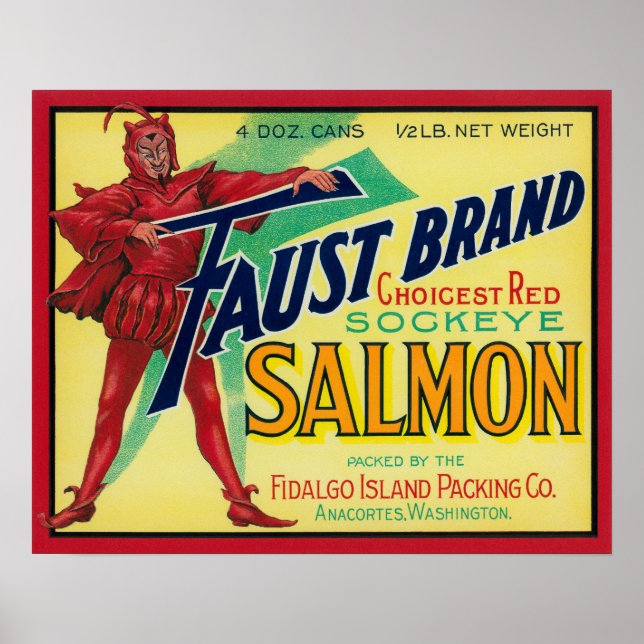 Anacortes, Washington - Faust Salmon Case Label Poster (Front)