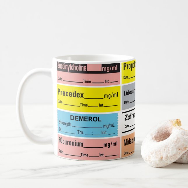 Anaesthesia Medication label  Coffee Mug (With Donut)