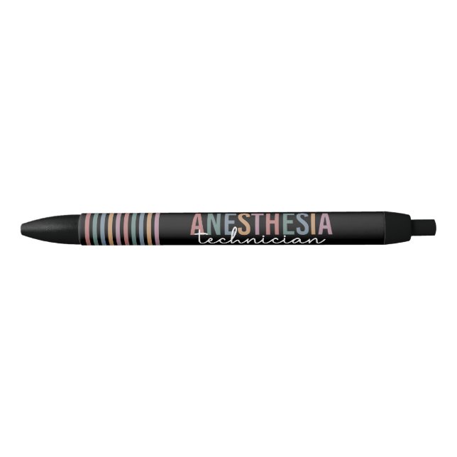 Anaesthesia Technician Retro Anaesthetic Tech Black Ink Pen (Front)