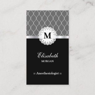 Anaesthesiologist Elegant Black Lace Pattern Business Card