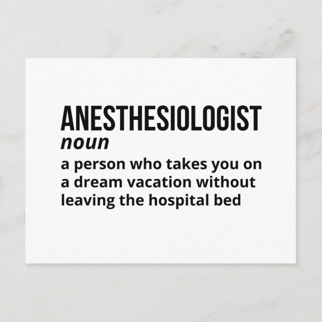 Anaesthesiologist Humour Definition Postcard (Front)