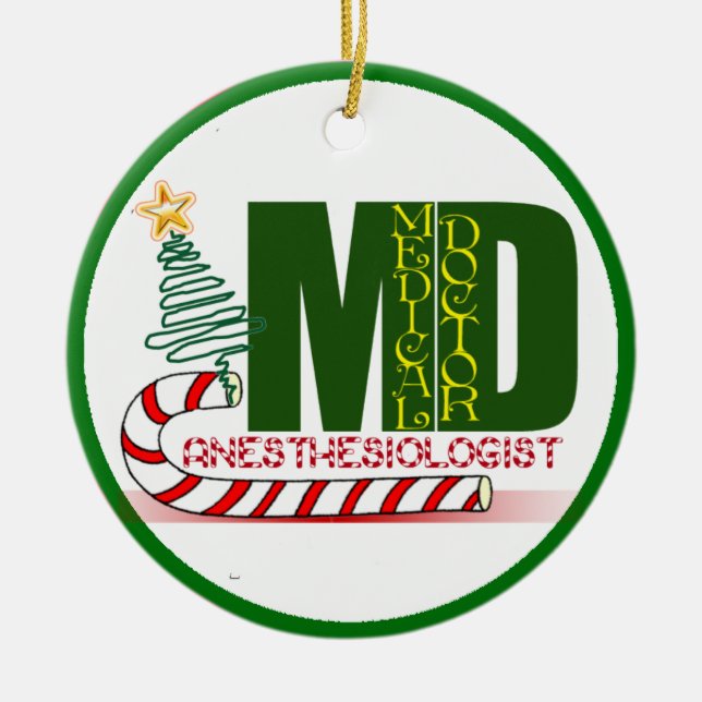 Anaesthesiologist MERRY CHRISTMAS Ceramic Tree Decoration (Front)