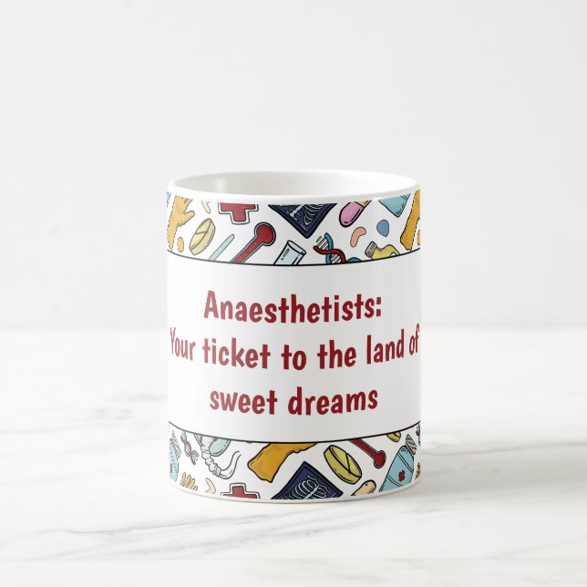 Anaesthetist medical pun doctor pattern gift coffee mug (Center)