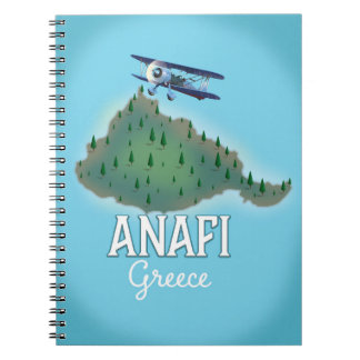 Anafi Island Greece travel poster. Notebook