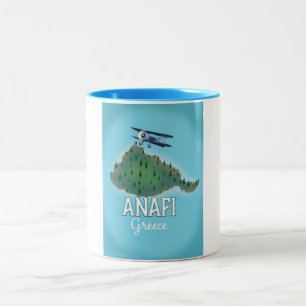 Anafi Island Greece travel poster. Two-Tone Coffee Mug