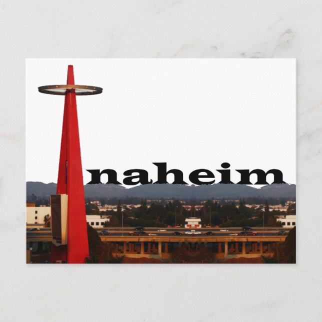 Anaheim CA Skyline with Anaheim in the Sky Postcard (Front)