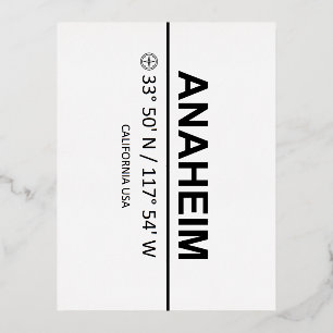 Anaheim Coordinates — Anaheim Coordinates Foil Holiday Postcard