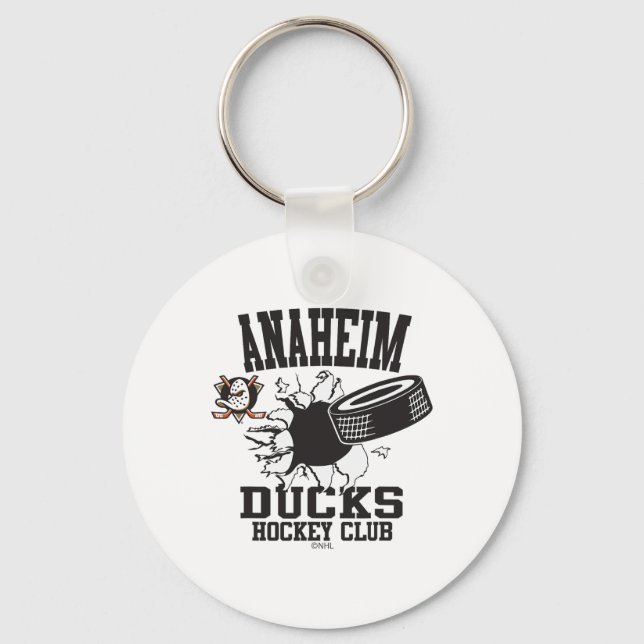 Anaheim Ducks Hockey Puck Burst Orange Officially  Key Ring (Front)