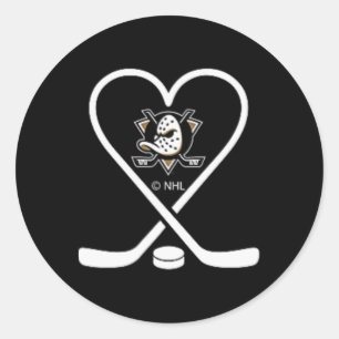 Anaheim Ducks Valentine Sticks Black Nhl Officiall Classic Round Sticker
