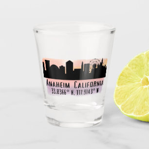 Anaheim Skyline Latitude and Longitude  Shot Glass