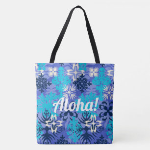 Anahola Bay Hawaiian Abstract Floral Peri Tote Bag