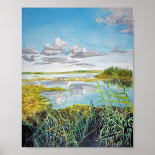 Anahuac, Texas Watercolor Image Poster