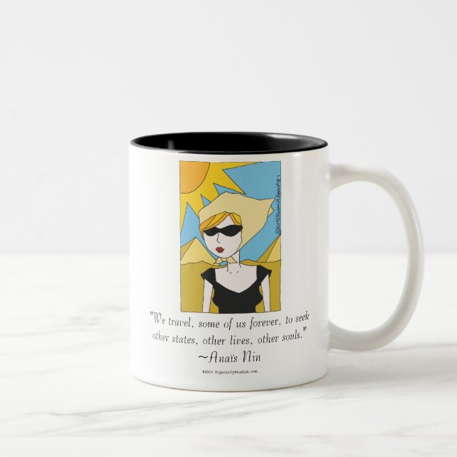 Anaïs Nin Travel Quote Two-Tone Coffee Mug (Right)
