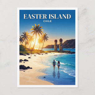 Anakena Beach and Volcanic Headland Hanga Roa Postcard