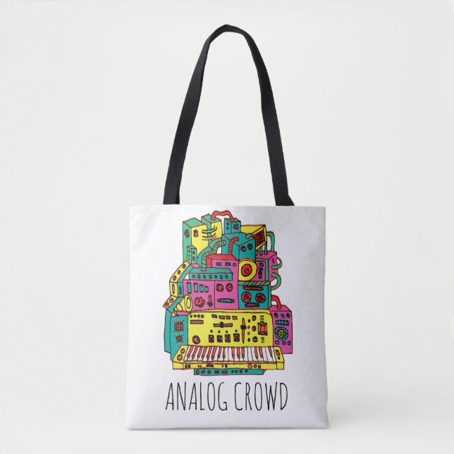 Analog Crowd Doodle Tote Bag (Front)