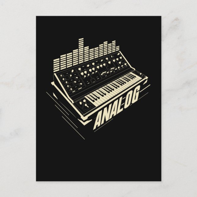 Analog Drum Machine Synth Keyboard Synthesizer Postcard (Front)