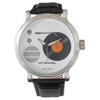Analog record player watch