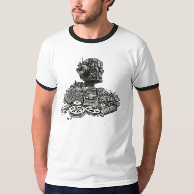 Analog Robot Head: Modular Synth Design T-Shirt (Front)