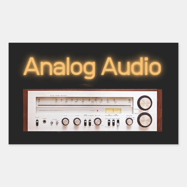 Analogue Audio Old HI FI Rectangular Sticker (Front)