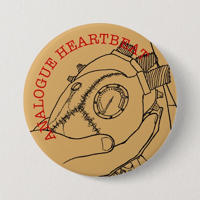 Analogue Heart Beat 7.5 Cm Round Badge (Front)