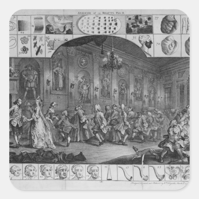 Analysis of Beauty, Plate II, 1753 Square Sticker (Front)