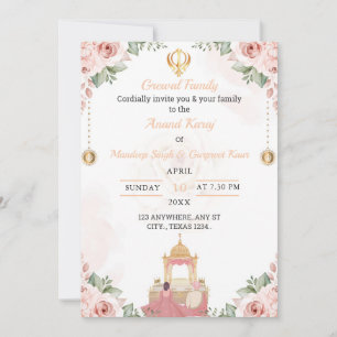 Anand Karaj Wedding Invitation card, Sikh Wedding
