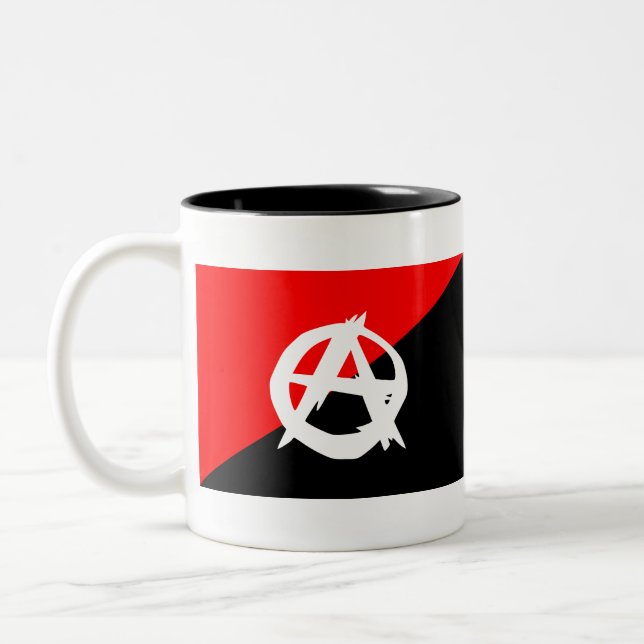 Anarchist flag Two-Tone coffee mug (Left)