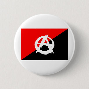 Anarchist flag with A symbol 6 Cm Round Badge