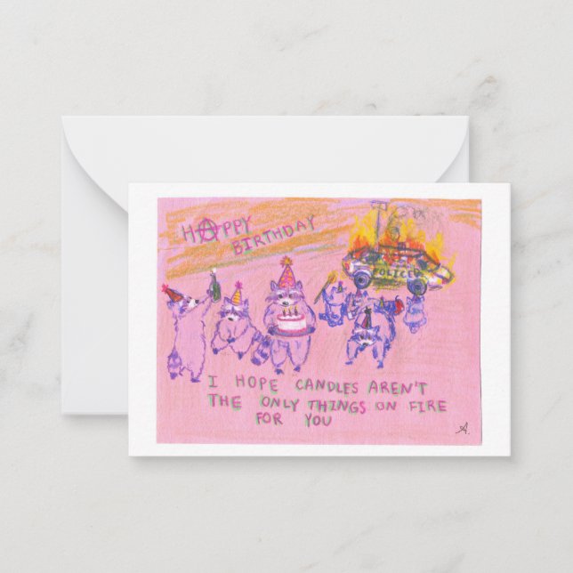 Anarchist Raccoons Birthday Card (Front)