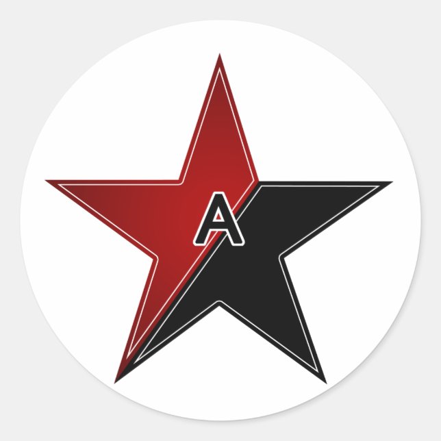 Anarchist red/black star classic round sticker (Front)