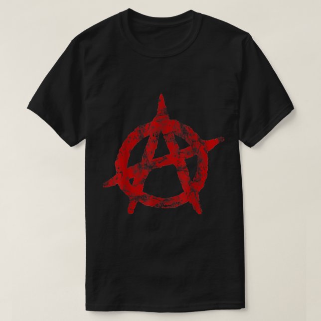 Anarchist Symbol Distressed Political Anarchy Rock T-Shirt (Design Front)