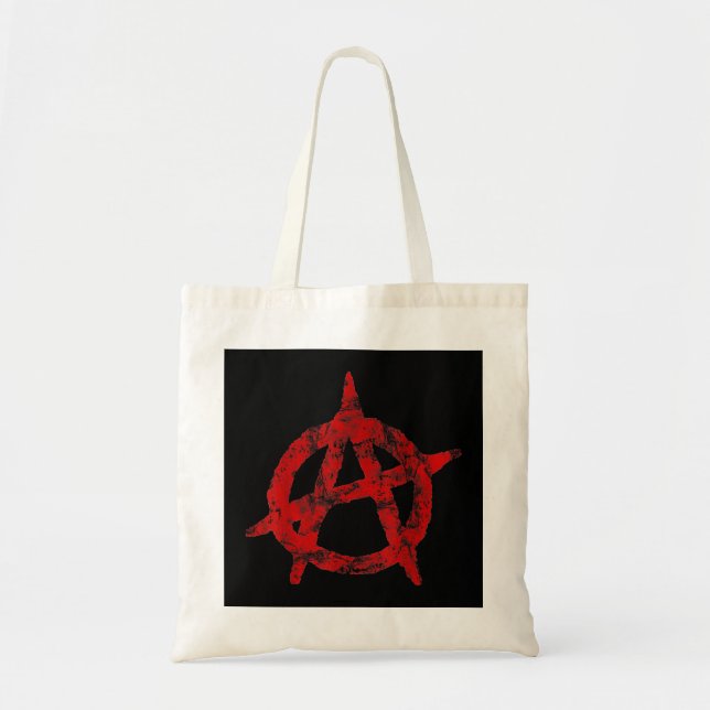 Anarchist Symbol Distressed Political Anarchy Rock Tote Bag (Front)