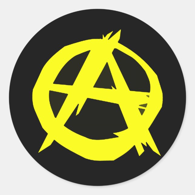 Anarcho Capitalism Black and Yellow Flag Classic Round Sticker (Front)