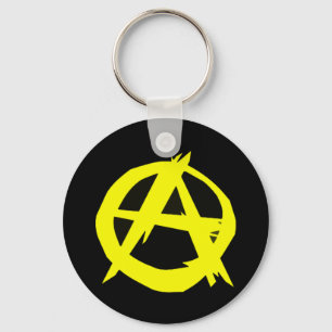 Anarcho Capitalism Black and Yellow Flag Key Ring