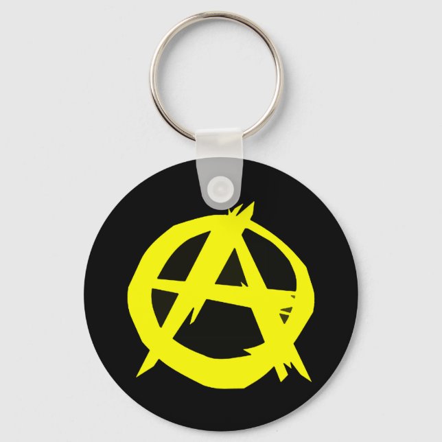 Anarcho Capitalism Black and Yellow Flag Key Ring (Front)