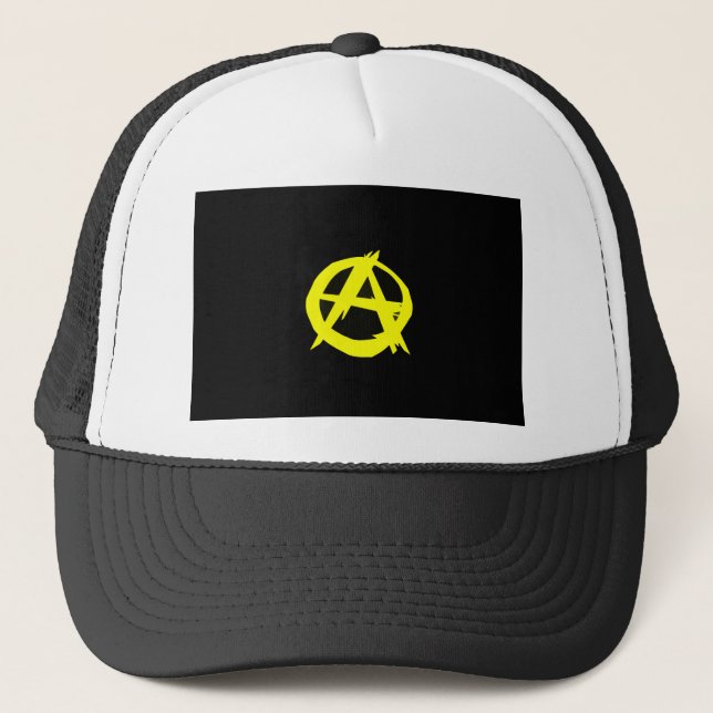 Anarcho Capitalism Black and Yellow Flag Trucker Hat (Front)