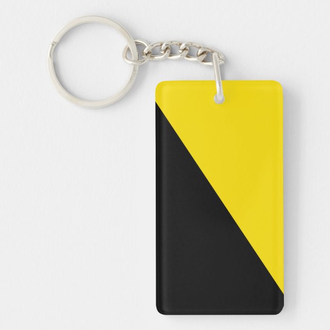 Anarcho capitalism flag anarchy symbol black yello key ring (Front)