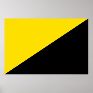 Anarcho capitalism flag anarchy symbol black yello poster