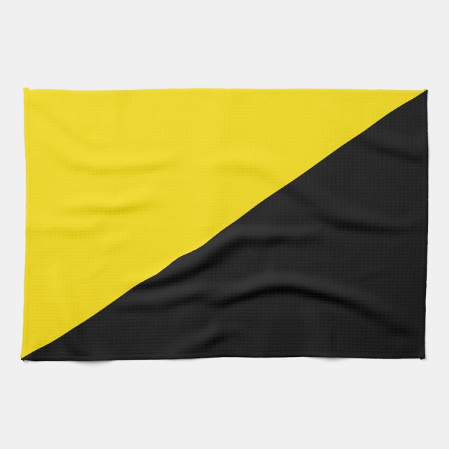 Anarcho capitalism flag anarchy symbol black yello tea towel (Horizontal)