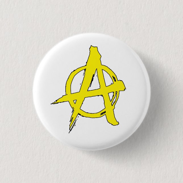 Anarcho-capitalism Yellow Anarchy Symbol Button (Front)