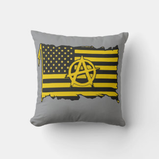 Anarcho-Capitalist Flag USA Black & Gold flag Cushion