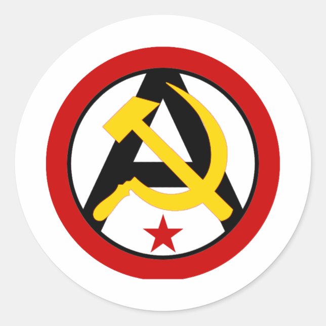 Anarcho-communist logo classic round sticker (Front)