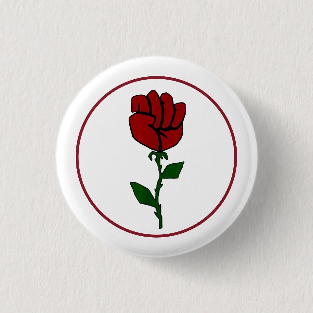 anarcho-syndicalism rose 3 cm round badge (Front)