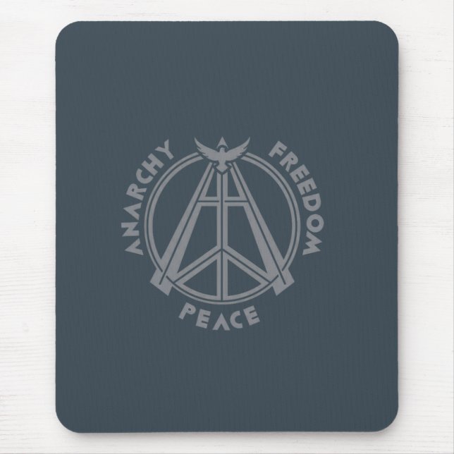 Anarchy, Freedom & Peace: Modern Anarchy Symbol Mouse Mat (Front)