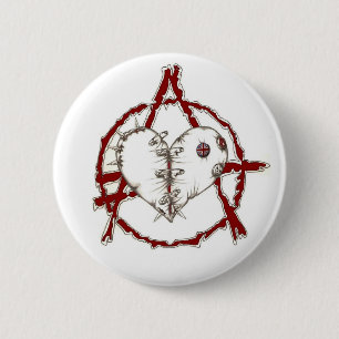 Anarchy heart 6 cm round badge