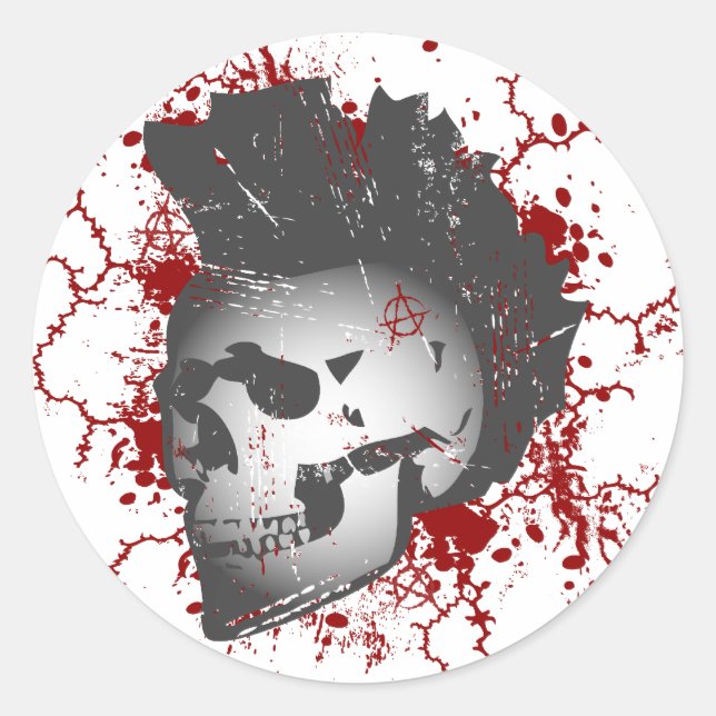 Anarchy Mohawk Skull Stickers (Front)