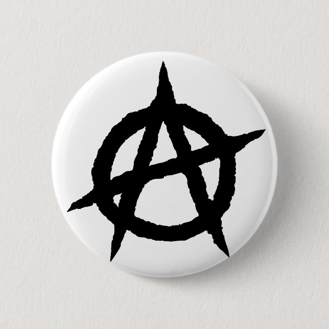 Anarchy symbol black punk music culture sign chaos 6 cm round badge (Front)