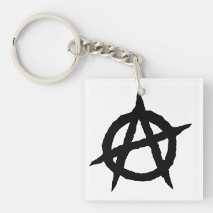Anarchy symbol black punk music culture sign chaos key ring