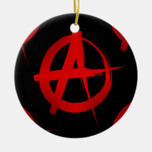 Anarchy symbol ceramic tree decoration